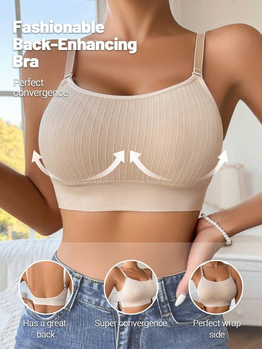 Seamless Bra Padded Ribbed Backless Bra Bralette With Padding Sports Bras High Support