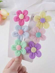 10pcs/Set Girls Multicolor Artificial Flower Hair Clips, Beach Travel Holiday Photo Flower Decor DIY Hair Accessories Bangs Clips (No Card, Random Color) - Multicolor - View 3