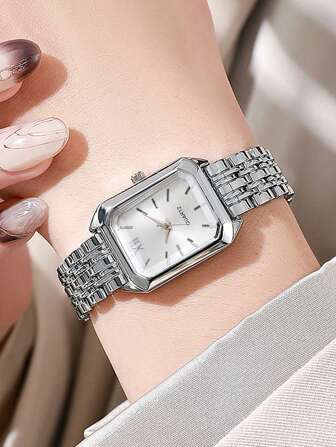 1 st damerklocka med romersk skala, fyrkantig metallkedja, kvarts, stålband, casual, affärsmässig stil, lämplig för skolstartssäsongen, födelsedag, årsdag, halloweenpresent