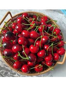 5/10/20个仿真樱桃，塑料材质。这些仿真樱桃可用作家庭厨房派对餐桌装饰的假水果展示品。此外，还有泡沫材料制成的仿真樱桃，可用作家居装饰、客厅装饰、摄影道具、装饰配件、节日派对装饰摆件以及礼品。它们适合生日和毕业典礼等场合。 - 彩色 - 查看 18