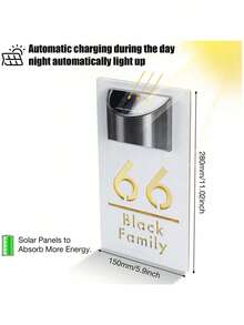 1 件定制太阳能门牌号 - 优雅的 3D 浮雕设计，自动夜间照明，门口个性化地址牌，生日、圣诞节、毕业典礼、万圣节、婚礼、派对、万圣节、感恩节、房间装饰的礼物，多功能、可调节、防霉、装饰性、精致、时尚、可爱、迷人，