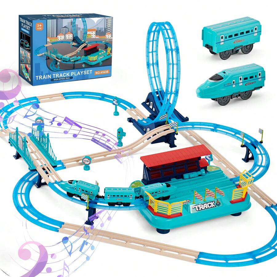 Train Sets For Toddlers, Trains Toys With Tracks, 360° Transformed DIY Train Track Set, Birthday Gifts For 3 4 5 6 7 8 Years Old Boys Girls