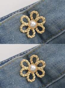 1/2pairs Six-Petal Buckle, Detachable, Invisible Waist Band, Flower Waist Tightener Buckle Pants Pins Collar Buttons Brooch Pins For Women Fashion