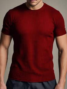 Kit 2 Basic Casual Textured T-Shirt Straight Textured Premium Mesh - BLACK AND RED - View 2