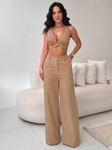 Women Two-Piece Outfits - 摩卡棕 - 查看 3