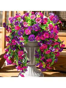 1/2pcs 17.7inch Artificial Hanging Flowers Fake Plants Outdoor, Summer Decor, Fall Decor Morning Glory Faux Flowers With Eucalyptus Leaf, Artificial Hanging Flowers Fake Plants Outdoor,Silk Blend In Mixed Colors, Suitable For Wedding, Home, Office, Garden Decor, Lifelike Artificial Eucalyptus Leaves, UV Resistant, Ideal For Wedding Arches, Walls, Gardens, Bedrooms, Outdoor Events And Parties