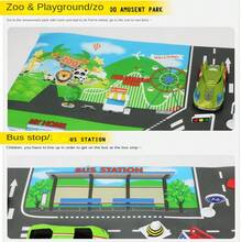 1 片大型无纺布城市交通游戏垫，防水防潮，现代风格互动式道路地图，适合儿童玩具车游戏、房间装饰、教育工具、返校季用品 - 彩色 - 查看 6