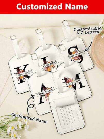 1 pieza Etiqueta de equipaje personalizada con nombre y letras A-Z - Etiqueta de identificación de equipaje personalizada con ranura para tarjeta, etiqueta de equipaje de viaje personalizada para protección de viaje, organizador de viaje personalizado multifuncional para maleta, etiqueta de equipaje con patrón de avión, etiqueta de mochila ligera y casual, etiqueta de equipaje, etiqueta de bolsa de viaje, etiqueta de embarque de avión, etiqueta de identificación de transporte de viaje