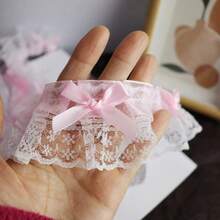 1yard Pink & White Double Layer Lace Ruffle Bowknot Trim, DIY Hairpiece Headwear Craft Accessory - Multicolor - View 9