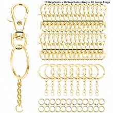 30/60pcs Christmas Keychain Swivel Clasp Hook Stainless Steel Split Key Rings And Jump Rings Bulk Keychain Lanyards, DIY Metal Keychain Making Kit, DIY Keychain Bag Pendant Craft Supplies