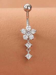 肚脐穿孔套件 - 不锈钢肚脐穿孔 14G 肚脐环、穿孔针和夹子套装 肚脐环 肚脐环 - 銀色 - 查看 4