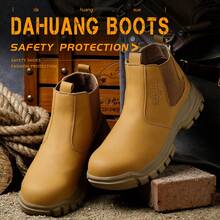 Shoes/Men's Boots/Men's Shoes/Men's Work Safety Shoes High-Top Yellow Slip-On Safety Work Boots Anti-Smashing Anti-Pier Climbing Boots Industrial Construction Steel Toe Cap Spark Cut-Proof Work Shoes Outdoor Sports Shoes Foot Protection Fashion Men's Shoes - 黃色 - 查看 3