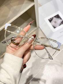 1pc Women Fashion Anti Light Blue Cat Eye Glasses Frame Retro Luxury Optical Computer Eyeglasses Clear Glasses Accessories