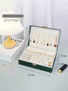 1 pieza Caja de almacenamiento de joyería de gran capacidad, caja de joyería, caja de joyería con cerradura y cajón, accesorios de almacenamiento de joyería, variedad de estilos para elegir, adecuada para collares, aretes, pulseras, anillos, pulseras, relojes y otros accesorios de joyería. Regalo para vacaciones. Para organizador de almacenamiento de mujeres, esenciales de viaje, vuelta al colegio, almacenamiento para dormitorio