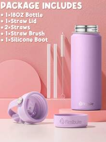 Insulated Water Bottle With Straw, 18oz 18/8 Stainless Steel Water Bottles With Lid, Tumbler Double Wall Vacuum Leak Proof Water Bottle For School, Sports, Travel - B10.Sky - View 7