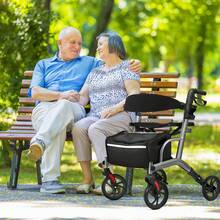 IsEasy Rollator Walker For Seniors, Lightweight Foldable Walker With Seat Supports 250lb, 8" Big Wheels For All Terrain, Dual Height Adjustment, Aluminum Walkers With 5" Ultra Backrest For Seniors, Silver - Silver - View 11