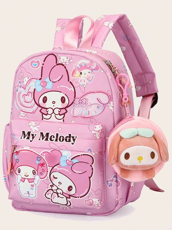Sanrio Sanrio New Kulomi New Kulomi Schoolbag Lightweight Backpack, Cute Cartoon Backpack With Reduced Load, Suitable For School, Travel And Vacation (Including Pendants)