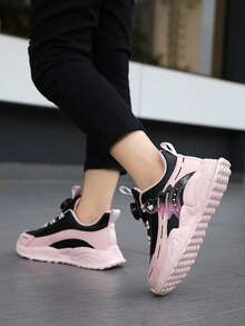 1 双儿童运动鞋，旋转扣，男孩/女孩，PU 鞋面，四季皆宜，返校，轻便，易于穿脱