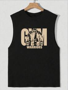Fitness Warrior Men's Sleeveless Tank Top. Muscle Power: Tank Top Printed With Fitness Warrior Pattern. Sporty Style. Gym. Warrior. Men's Sleeveless Tank Top. Graphic Tank. Muscle. Fitness Apparel. Workout Clothes. - Black - View 4