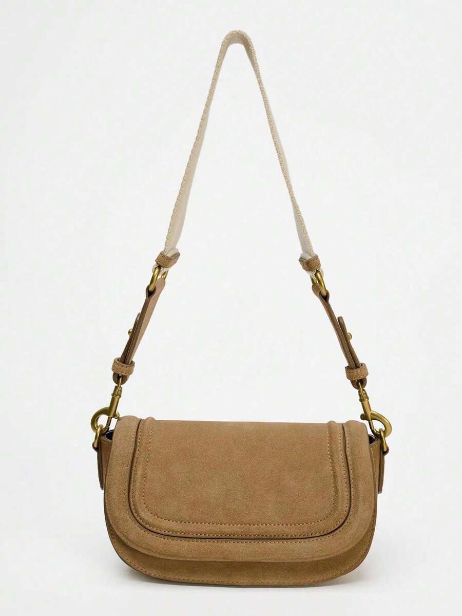 新款时尚休闲复古纯色大容量可调节肩带多功能斜挎包，适合派对、聚会、郊游、购物和日常使用，可存放硬币、手机，也可作为白领、大学生和上班族通勤的工作包