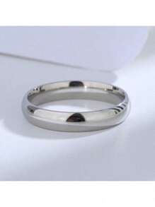 1pç Aliança De Namoro Prata 4mm Abaulada Polida Lisa Anel Feminino Masculino Estiloso Executivo Moda Homem De Casamento Noivado Aço Inoxidável Fininha Aço Inoxidável 316L A_09