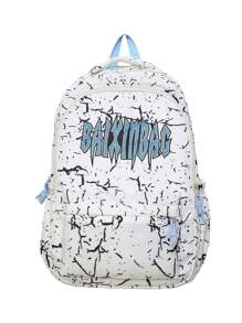Casual Large Capacity Letter Print Contrast Color Multi-Pocket Functional Backpack, Unisex College Style Student Bookbag, Suitable For School, Classes, Shopping, Travel, Back To School Season