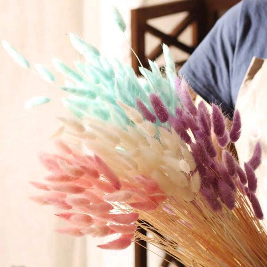 60/120/240 件波西米亚风格人造花 - 天然干燥兔尾巴蒲苇、多色蒲公英花，适用于家庭、婚礼、办公室、咖啡厅装饰、情人节和母亲节礼物 - 彩色 - 查看 1