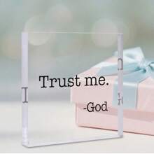 1 Stück "Trust Me.-God" Acryl Schild Tischdekoration, inspirierendes Acryl Block Schild Tischdekoration für Zuhause Schlafzimmer Mädchenzimmer Büro Regal Tisch, Schulbedarf, Rückkehr zur Schule