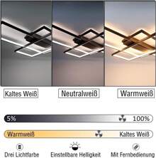 OYAJIA LED Deckenleuchte 90CM, Deckenlampe Wohnzimmer Black, 3000K-6000K Dimmbar Rechteckige Wohnzimmerlampe Aluminium Acryl Schlafzimmer Moderne Lampe Mit Fernbedienung