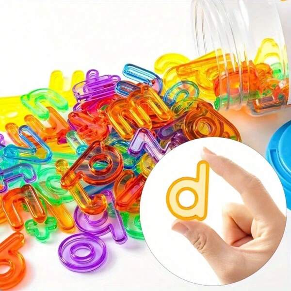 [GAIKER Aides pédagogiques portables] Grand set d'aides pédagogiques portables GAIKER - Lettres de l'alphabet colorées, chiffres, formes et jetons de disque dans des boîtes de rangement transparentes
