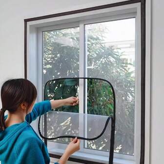 Self-Adhesive U-Shaped Zipper Window Mosquito Net, Tulle, Summer Window Screen, Customizable Mosquito Curtain