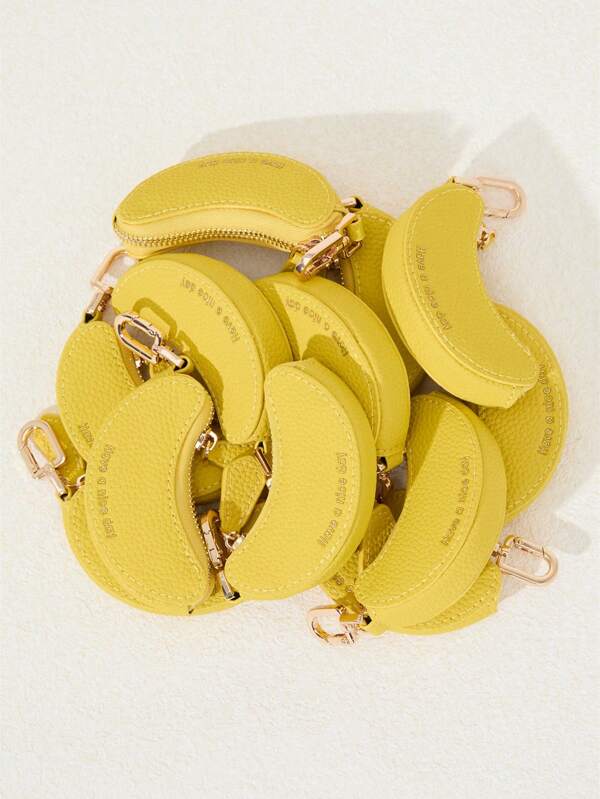 Mini Coin Purse Fruit Banana Charm Yellow Color Fit For Airtag Gift For Girl Women