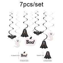 Halloween 3D Pumpkin, Ghost, Bat, Bell, Witch, Spiral Hanging Decorations, Cute Ghoul Party Backdrop Wall Decor, Banner Pennant
