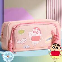 CRAYON SHINCHAN Estojo oficial Crayon Shin-Chan de 1 peça, design multicamadas de grande capacidade, feito de tecido de qualidade, impressão nítida, armazenamento compartimentado, material escolar essencial, estojo para lápis, mochila escolar