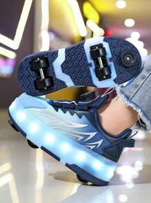 Migające rolki LED dla dziewcząt, 2 w 1, zdejmowane kółka, odpowiednie na wiosnę, lato, jesień i zimę, modne uliczne kraciaste buty do jazdy na rolkach z rzepem i akumulatorem litowo-polimerowym, oddychająca cholewka z poliuretanu i trwała podeszwa zewnętrzna z TPR, odpowiednie dla aktywnych dzieci poniżej 14 lat