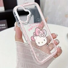 1pc Cute Sanrio White Bow Cat Anti-Fall Soft Glue Mobile Phone Case Applicable To Apple 16/15/14/12/11/7/8/7 Plus/8 Plus/XS Max/XS/X/XR