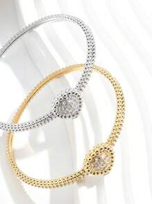 1 conjunto Pulseira e Anel com Borda de Pérola em Forma de Gota d'Água para Mulheres, Conjunto de Joias de Design Vintage, Para Uso Diário