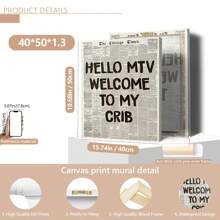 1pc Unframed Welcome To My Crib Prints - Vintage Newspaper Prints, Typographic Canvas Posters, 70's Pop Wall Art, Aesthetic Wall Art, Posters, Wall Art, Room Decoration Stuff, Modern, Quotes (Optional Frame)