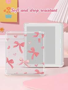 A Bow And Heart Beautiful Transparent Fashion Kobo Clara Colour/BW 2024,Kobo Clara 2E,Kobo Libra Color 2024,Kobo Libra 2 Protective Case, TPU Transparent Drop Protection Case, Lovely Gift - Multicolor - View 1