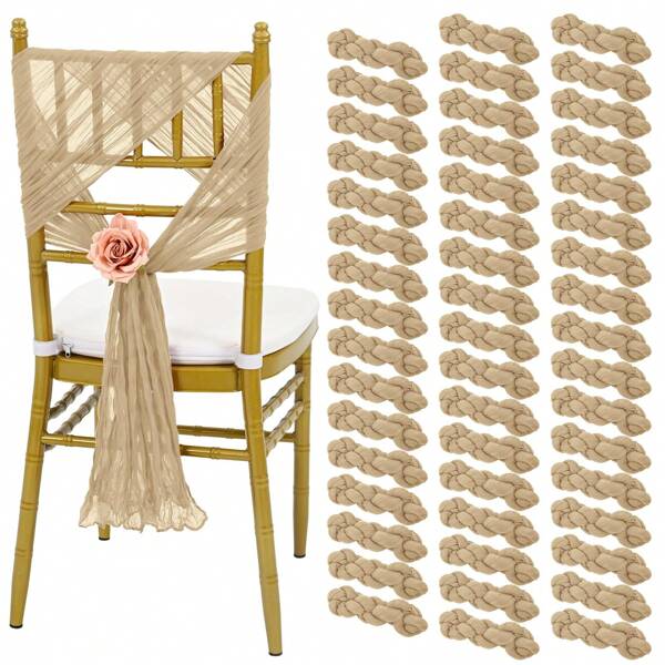 1/6/10 pièces écharpes de chaise en mousseline de coton, nœuds décoratifs rustiques pour chaise, couvre-chaise conçus pour allée de mariage, banquet, fête, décoration de maison et de cuisine