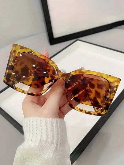 Women's Leopard Print Y2K Fashion Glasses - Stylish Plastic Frame Versatile For Casual & Formal Outfits, Lightweight & Durable Design, Leopard Print Glasses, Outfit Accessories, Eyewear,Summer Vacation Beach Travel Accessories, Essential For Festivals