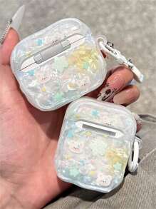 Funda para auriculares tipo nubes, estrellas y osos con diseño de concha, compatible con 1, 2, 3, 4 y Pro 2, con protección y colgante