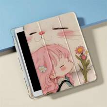 Süßes Mädchen mit Stifthalter Hülle für iPad Air 2024 Pro 11 Zoll, iPad 10. Gen 10,9 Zoll, iPad 5, 6, 7, 8, 10,2 Zoll, Air 3 10,5 Zoll, Air 5, 4, Mini 6, 5, 4