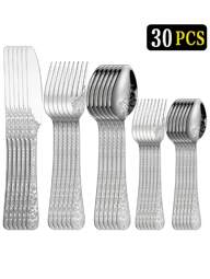 Juego de 5 piezas de cubertería con cuchillo, tenedor y cuchara de acero inoxidable con diseño de flores a doble cara, set de cubiertos occidental para el hogar, restaurante, boda, fiesta y regalo festivo, disponible en 5/20/30 piezas