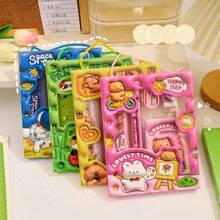 [Back To School Essentials] 1Set/6pcs Cartoon Animal Stationery - Adorable Pencil Case, Erasers, And Stickers With Inspiring Designs, Essential Classroom/Study Supplies For Backpack School Stationery Stitch Pencil Case For School Pens Stich Notebooks Pencil Case Stationery Things For School School Stationery Desk Games Sticker Books School Stationery Piggy Bank One Piece Graduation Colors Highlighters