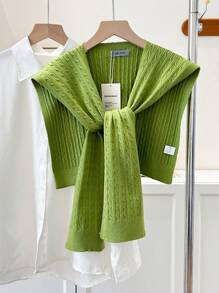 1pc Women Solid Color Crochet Pattern Dopamine Design Candy Color Bright Scarf Shawl