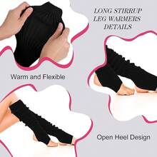 Long Leg Warmers Women 24 Inch Over Knee Knit Ribbed Leg Warmer Stirrup Yoga 80s Party Dance Ballet Supply - 玫紅色 - 查看 6