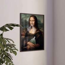 Art Decor Modern Mona Lisa Canvas Print, Fashion Theme Retro Portrait Wall Art, Frameless Ink Artwork, Indoor Hanging Decor Poster For Living Room, Bedroom, Home Office - Basquiat-Inspired Watercolor Design Gifts Birthday Graduation