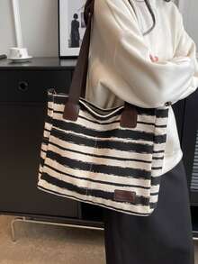 时尚纯色简约休闲大容量手提包女士单肩包，不含配件