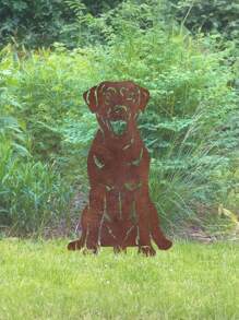 1pc Rusty Iron Metal Labrador Garden Stake - Rusty Metal Artwork - Outdoor Garden Decor